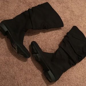 Black Faux Suede Knee High Riding Boots Size 7